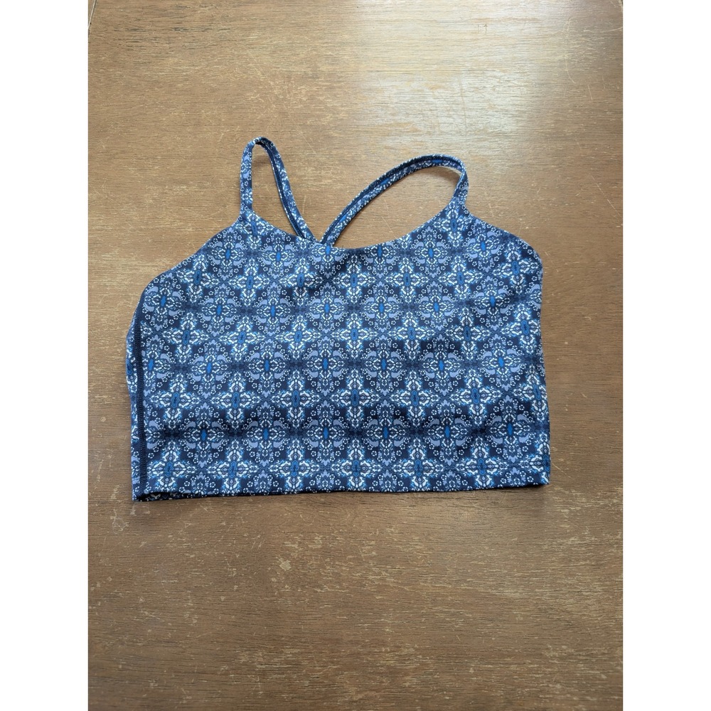 Kira Grace Womens Blue Medallion Print Strappy T-Back Yoga Tank Top Size Medium